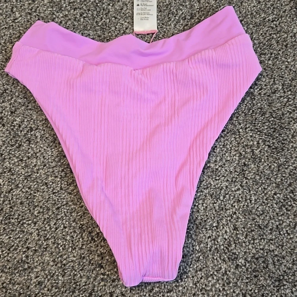 NWOT L Space Women Pointelle Rib High-Waisted Bitsy  Bikini Bottom Swim Sz XS